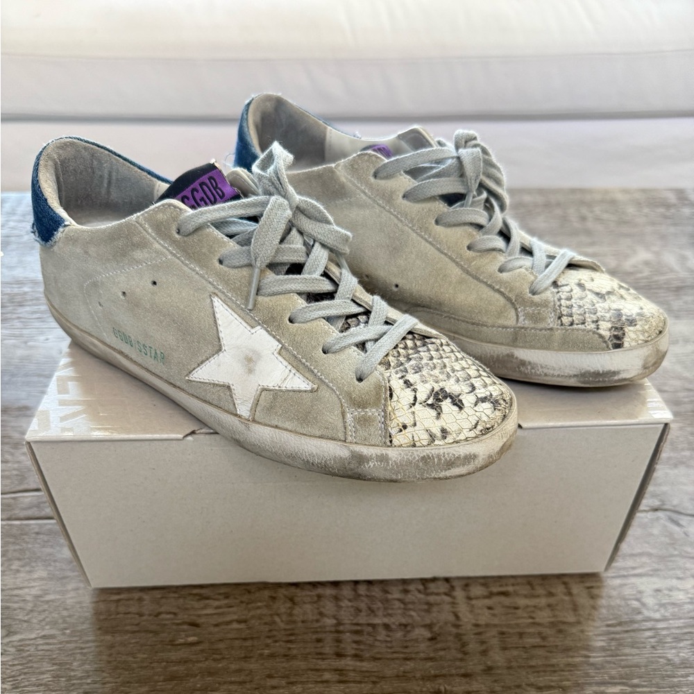 Golden Goose Beige and White Super Star classics 39